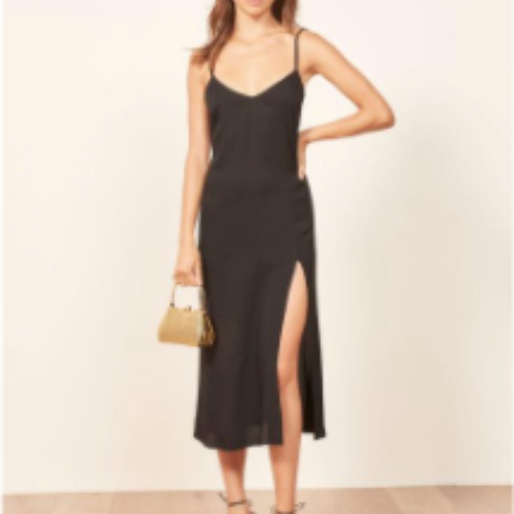 Reformation Black Midi Dress